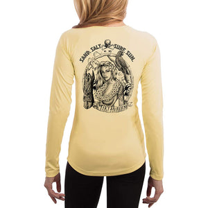 SAND.SALT.SURF.SUN. Tiki Girl Women's UPF 50+ UV Sun Protection Performance Long Sleeve T-Shirt