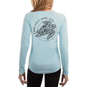 SAND.SALT.SURF.SUN. Polynesian Sea Turtle Women's UPF 50+ UV Sun Protection Performance Long Sleeve T-Shirt