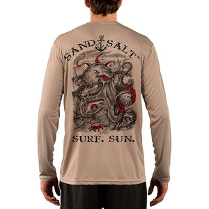SAND.SALT.SURF.SUN. Octopus Treasure Men's UPF 50+ UV Sun Protection Performance Long Sleeve T-Shirt