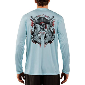 SAND.SALT.SURF.SUN. Pirate Life with Sharks Men's UPF 50+ UV Sun Protection Performance Long Sleeve T-Shirt