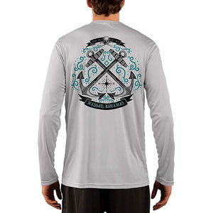 SAND.SALT.SURF.SUN. Sailing Anchor Blue Nassau Men's UPF 50+ UV Sun Protection Performance Long Sleeve T-Shirt