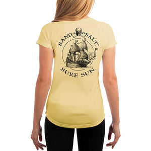 SAND.SALT.SURF.SUN. Vintage Ship Women's UPF 50+ UV Sun Protection Performance Short Sleeve T-Shirt