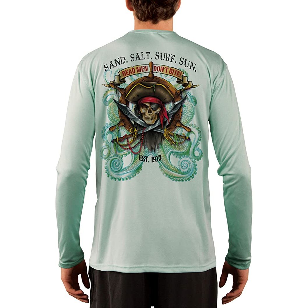 SAND.SALT.SURF.SUN. Pirate Octopus Men's UPF 50+ UV Sun Protection Performance Long Sleeve T-Shirt Medium / Seagrass