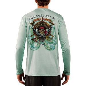 SAND.SALT.SURF.SUN. Pirate Octopus Men's UPF 50+ UV Sun Protection Performance Long Sleeve T-Shirt