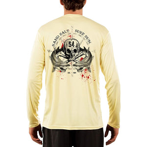 SAND.SALT.SURF.SUN. Shark Blood Men's UPF 50+ UV Sun Protection Performance Long Sleeve T-Shirt