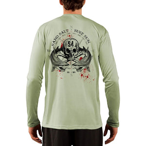 SAND.SALT.SURF.SUN. Shark Blood Men's UPF 50+ UV Sun Protection Performance Long Sleeve T-Shirt