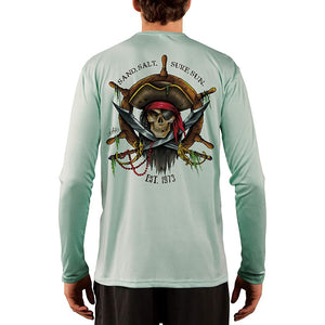 SAND.SALT.SURF.SUN. Captain Pirate Men's UPF 50+ UV Sun Protection Performance Long Sleeve T-Shirt