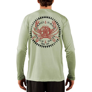 SAND.SALT.SURF.SUN. Vintage Crab Men's UPF 50+ UV Sun Protection Performance Long Sleeve T-Shirt