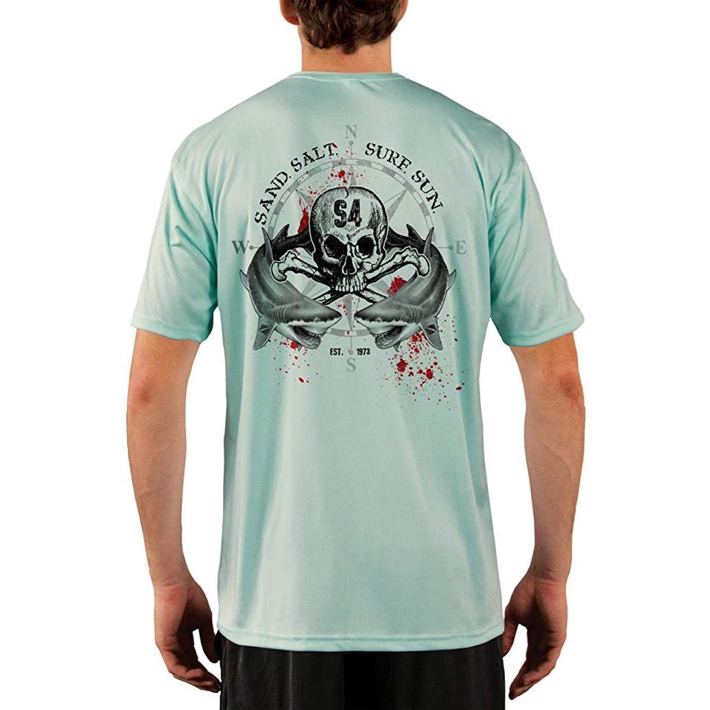 SAND.SALT.SURF.SUN. Shark Blood Men's UPF 50+ UV Sun Protection Performance Short Sleeve T-Shirt Small / Seagrass