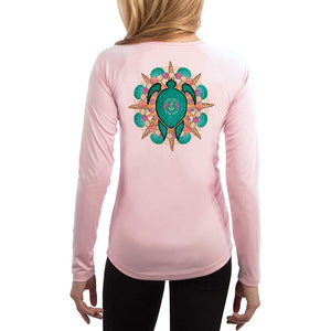 SAND.SALT.SURF.SUN. Turtle Shells Women's UPF 50+ UV Sun Protection Performance Long Sleeve T-Shirt