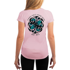 SAND.SALT.SURF.SUN. Dolphin Tribal Women's UPF 50+ UV Sun Protection Performance Short Sleeve T-Shirt