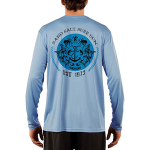 SAND.SALT.SURF.SUN. Shark and Anchor Tribal Men's UPF 50+ UV Sun Protection Performance Long Sleeve T-Shirt