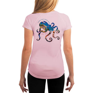 SAND.SALT.SURF.SUN. Coral Octopus Women's UPF 50+ UV Sun Protection Performance Short Sleeve T-Shirt