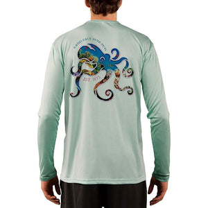 SAND.SALT.SURF.SUN. Coral Octopus Men's UPF 50+ UV Sun Protection Performance Long Sleeve T-Shirt