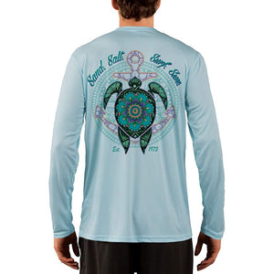 SAND.SALT.SURF.SUN. Mandala Turtle Men's UPF 50+ UV Sun Protection Performance Long Sleeve T-Shirt