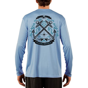 SAND.SALT.SURF.SUN. Sailing Anchor Blue Nassau Men's UPF 50+ UV Sun Protection Performance Long Sleeve T-Shirt