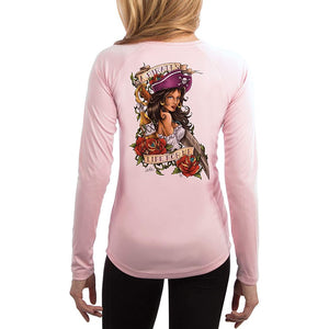SAND.SALT.SURF.SUN. Pirate Girl Women's UPF 50+ UV Sun Protection Performance Long Sleeve T-Shirt