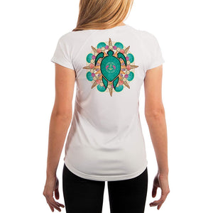 SAND.SALT.SURF.SUN. Turtle Shells Women's UPF 50+ UV Sun Protection Performance Short Sleeve T-Shirt