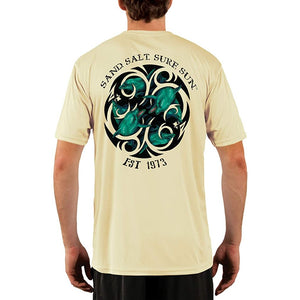 SAND.SALT.SURF.SUN. Dolphin Tribal Men's UPF 50+ UV Sun Protection Performance Short Sleeve T-Shirt