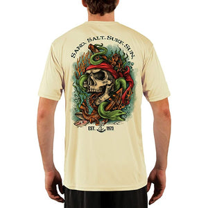 SAND.SALT.SURF.SUN. Skull EEL Men's UPF 50+ UV Sun Protection Performance Short Sleeve T-Shirt