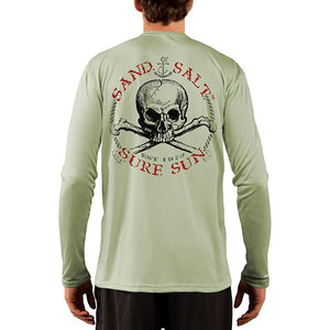 SAND.SALT.SURF.SUN. Red Skull Men's UPF 50+ UV Sun Protection Performance Long Sleeve T-Shirt