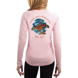 SAND.SALT.SURF.SUN. Sea Turtle Women's UPF 50+ UV Sun Protection Performance Long Sleeve T-Shirt