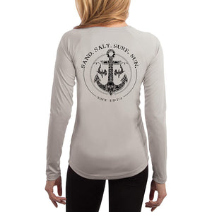 SAND.SALT.SURF.SUN. Shark Anchor Women's UPF 50+ UV Sun Protection Performance Long Sleeve T-Shirt