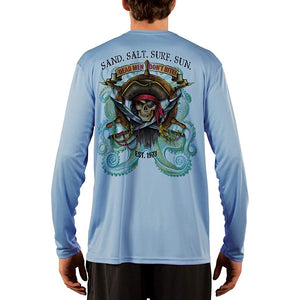 SAND.SALT.SURF.SUN. Pirate Octopus Men's UPF 50+ UV Sun Protection Performance Long Sleeve T-Shirt