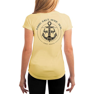 SAND.SALT.SURF.SUN. Shark Anchor Women's UPF 50+ UV Sun Protection Performance Short Sleeve T-Shirt