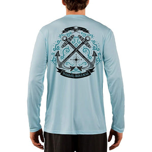 SAND.SALT.SURF.SUN. Sailing Anchor Blue Nassau Men's UPF 50+ UV Sun Protection Performance Long Sleeve T-Shirt