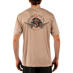 SAND.SALT.SURF.SUN. Vintage Pirate Men's UPF 50+ UV Sun Protection Performance Short Sleeve T-Shirt