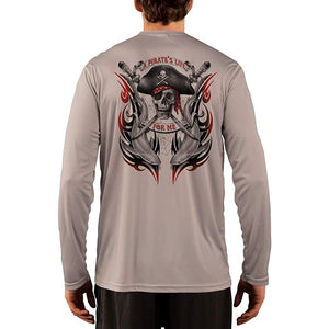 SAND.SALT.SURF.SUN. Pirate Life with Sharks Men's UPF 50+ UV Sun Protection Performance Long Sleeve T-Shirt