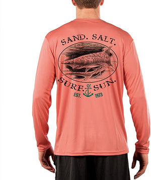 SAND.SALT.SURF.SUN. Shark Men's UPF 50+ UV Sun Protection Performance Long Sleeve T-Shirt