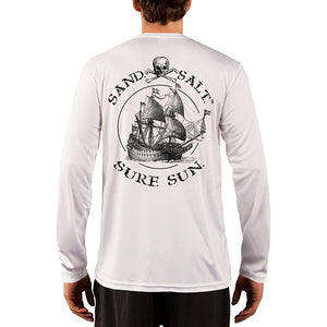 SAND.SALT.SURF.SUN. Vintage Ship Men's UPF 50+ UV Sun Protection Performance Long Sleeve T-Shirt