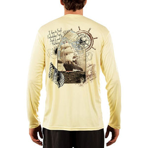 SAND.SALT.SURF.SUN. Forbidden Ship Men's UPF 50+ UV Sun Protection Performance Long Sleeve T-Shirt