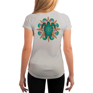 SAND.SALT.SURF.SUN. Turtle Shells Women's UPF 50+ UV Sun Protection Performance Short Sleeve T-Shirt