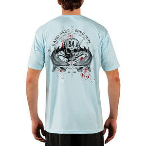 SAND.SALT.SURF.SUN. Shark Blood Men's UPF 50+ UV Sun Protection Performance Short Sleeve T-Shirt