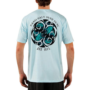 SAND.SALT.SURF.SUN. Dolphin Tribal Men's UPF 50+ UV Sun Protection Performance Short Sleeve T-Shirt