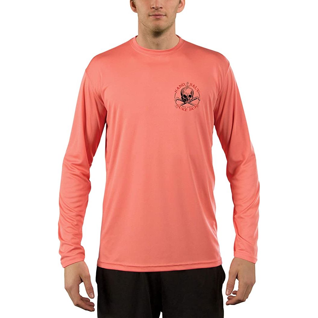 SAND.SALT.SURF.SUN. Red Skull Men's UPF 50+ UV Sun Protection Performance Long Sleeve T-Shirt Large / Pearl Grey