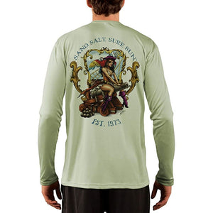 SAND.SALT.SURF.SUN. Pirate Girl Cannon Men's UPF 50+ UV Sun Protection Performance Long Sleeve T-Shirt