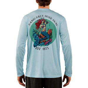 SAND.SALT.SURF.SUN. Redhead Mermaid Men's UPF 50+ UV Sun Protection Performance Long Sleeve T-Shirt