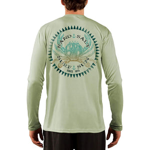 SAND.SALT.SURF.SUN. Vintage Crab Men's UPF 50+ UV Sun Protection Performance Long Sleeve T-Shirt