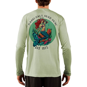 SAND.SALT.SURF.SUN. Redhead Mermaid Men's UPF 50+ UV Sun Protection Performance Long Sleeve T-Shirt