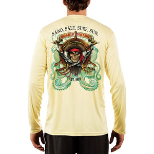 SAND.SALT.SURF.SUN. Pirate Octopus Men's UPF 50+ UV Sun Protection Performance Long Sleeve T-Shirt