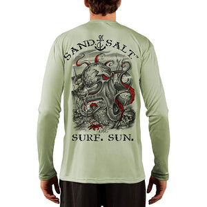SAND.SALT.SURF.SUN. Octopus Treasure Men's UPF 50+ UV Sun Protection Performance Long Sleeve T-Shirt