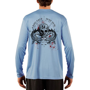 SAND.SALT.SURF.SUN. Shark Blood Men's UPF 50+ UV Sun Protection Performance Long Sleeve T-Shirt