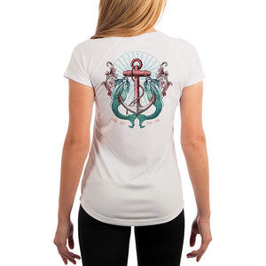 SAND.SALT.SURF.SUN. Sailing Vintage Mermaid Ladies Women's UPF 50+ UV Sun Protection Performance Short Sleeve T-Shirt