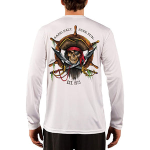 SAND.SALT.SURF.SUN. Captain Pirate Men's UPF 50+ UV Sun Protection Performance Long Sleeve T-Shirt