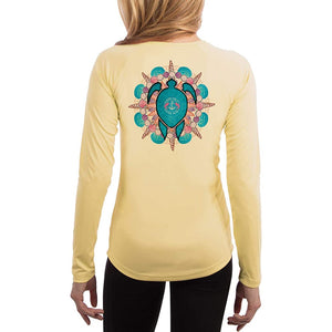 SAND.SALT.SURF.SUN. Turtle Shells Women's UPF 50+ UV Sun Protection Performance Long Sleeve T-Shirt