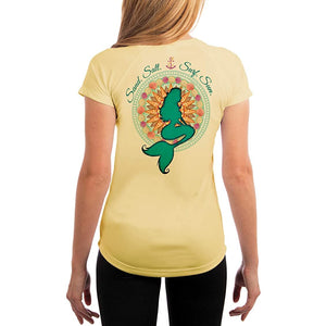 SAND.SALT.SURF.SUN. Mermaid Shells Women's UPF 50+ UV Sun Protection Performance Short Sleeve T-Shirt
